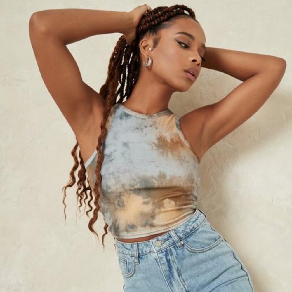 Tie Dye Acid Wash Rib Crop Top